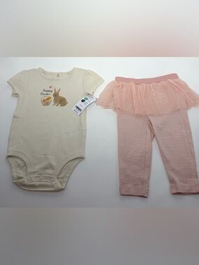 NWT Baby Girl Carter’s Easter 2-Piece Set 6M, Short Sleeve Bodysuit & Tutu Pants